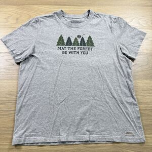 Life Is Good Shirt Men XL Crew Crusher Tee May Forest Be With You Short Sleeve
